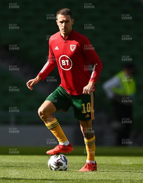 111020 - Republic of Ireland v Wales - UEFA Nations League - Aaron Ramsey of Wales during warm up