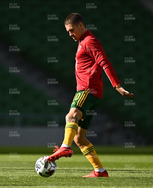 111020 - Republic of Ireland v Wales - UEFA Nations League - Aaron Ramsey of Wales during warm up