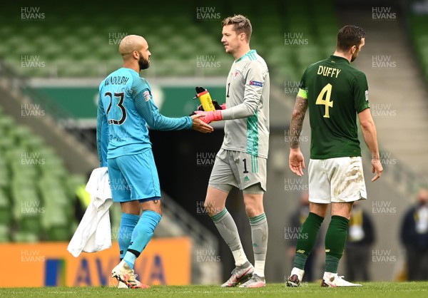 111020 - Republic of Ireland v Wales - UEFA Nations League - Darren Randolph of Republic of Ireland and Wayne Hennessey of Wales at the end of the game