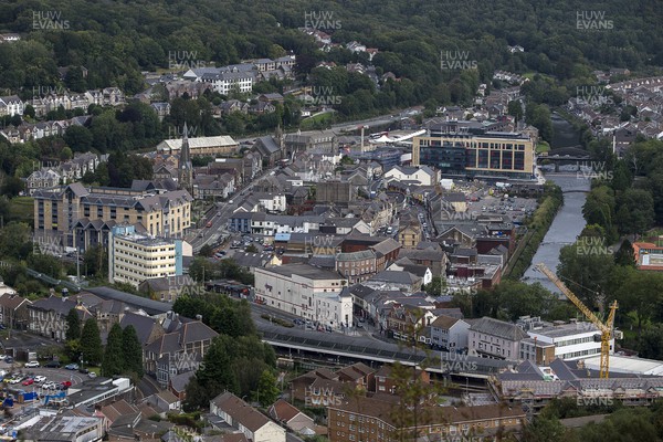 100920 - Picture shows a general view of Pontypridd town centre and surrounding residential areas in Rhondda Cynon Taff in South Wales