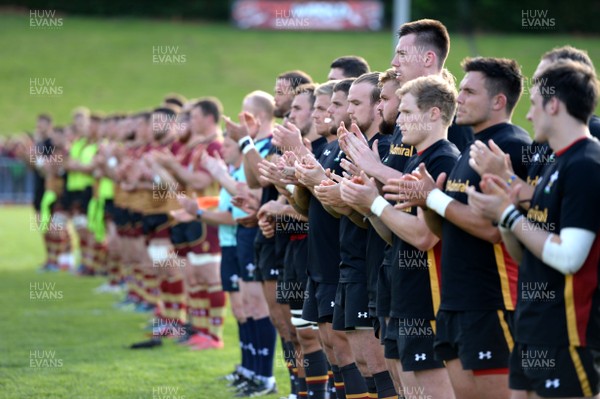 020617 - RGC 1404 v Wales XV - Wales players during a minutes applause