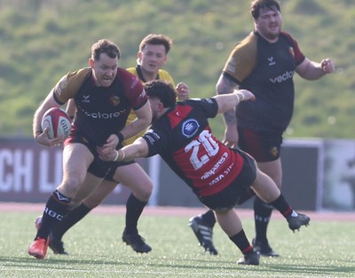 210326 - RGC v Aberavon - Super Rygbi Cymru (SRC) - Conor Dever of RGC breaks through the tackle