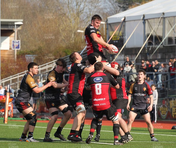 210326 - RGC v Aberavon - Super Rygbi Cymru (SRC) - Morgan James of Aberavon goes up for the ball in the line out
