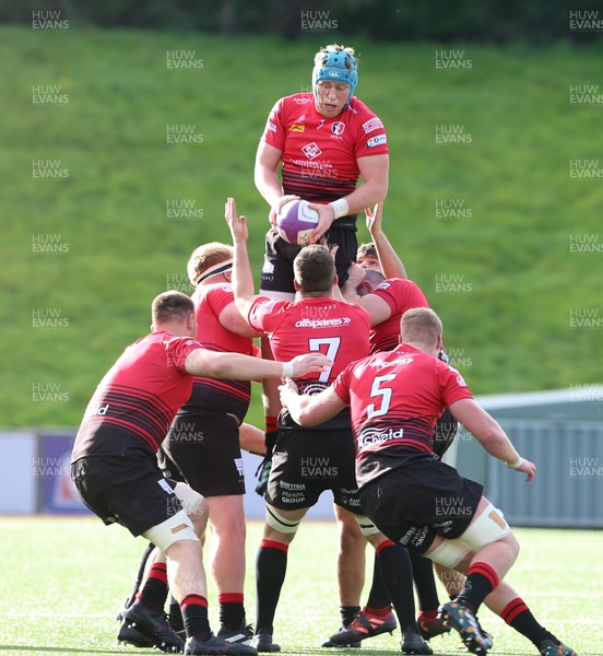 281023 - RGC v Aberavon - Indigo Group Premiership - Ben Gregory of Aberavon RFC goes up for the ball in the line out