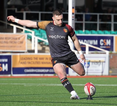 280226 - RGC v Bridgend - Super Rygbi Cymru (SRC) Plate Semi Final - Billy McBride of RGC takes the conversion