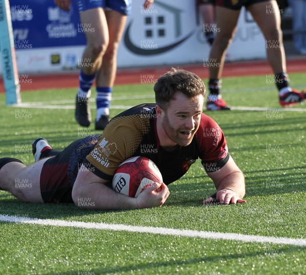 280226 - RGC v Bridgend - Super Rygbi Cymru (SRC) Plate Semi Final - Sam Jones of RGC gets the try