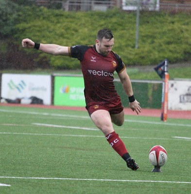 210226 - RGC v  Carmarthen Quins - Super Rygbi Cymru  Cup (SRC) - Billy McBride of RGC takes the conversion 