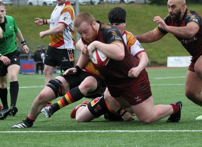 210226 - RGC v  Carmarthen Quins - Super Rygbi Cymru  Cup (SRC) - Pedr Jones of RGC gets the try