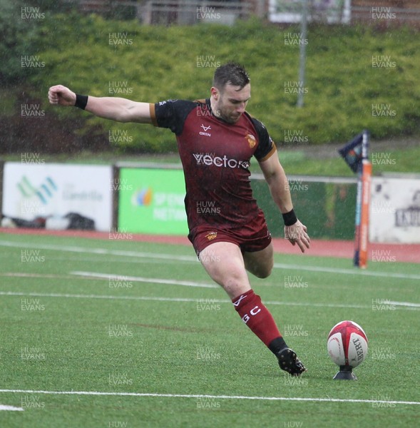 210226 - RGC v  Carmarthen Quins - Super Rygbi Cymru  Cup (SRC) - Billy McBride of RGC takes the conversion 