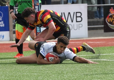 260425 - RGC v Carmarthen Quins - Super Rygbi Cymru (SRC) Playoffs - Caio Parry of RGC gets the try