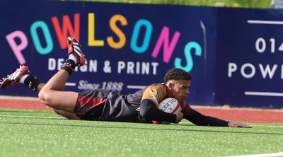 280326 - RGC v Carmarthen Quins - Super Rygbi Cymru (SRC) - Caio Parry of RGC gets the try