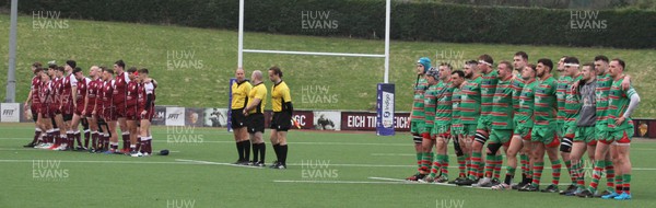 130124 - RGC v Ebbw Vale - Indigo Group Premiership - Players respect the minutes silence for the great JPR Williams
