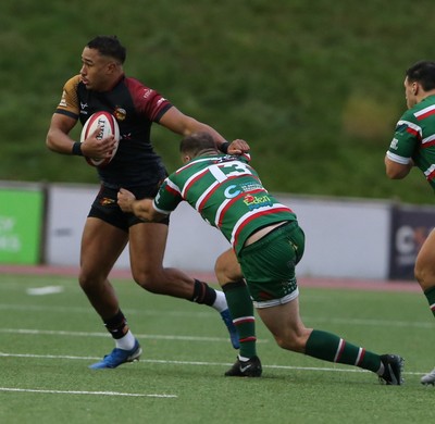 151125 - RGC v Ebbw Vale - Super Rygbi Cymru (SRC) - Gethin O’Callaghan of RGC is tackled by Ethan Philips of Ebbw Vale