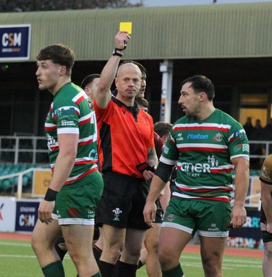 151125 - RGC v Ebbw Vale - Super Rygbi Cymru (SRC) - Daniel Buffrey of Ebbw Vale is shown the yellow card