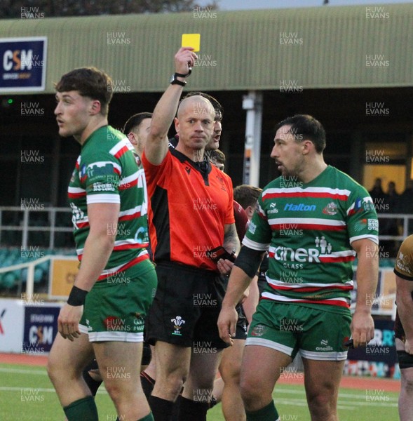 151125 - RGC v Ebbw Vale - Super Rygbi Cymru (SRC) - Daniel Buffrey of Ebbw Vale is shown the yellow card