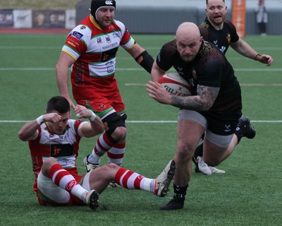 150225 - RGC v  Llandovery - Super Rygbi Cymru (SRC) - Cup Competition - Delwyn Jones of RGC makes a break