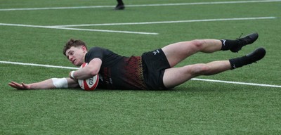 150225 - RGC v  Llandovery - Super Rygbi Cymru (SRC) - Cup Competition - Sam Stoddard of RGC gets his first try