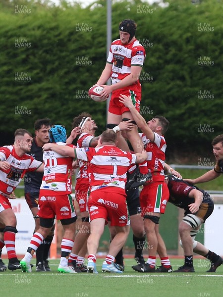 270925 - RGC v Llandovery - Super Rygbi Cymru (SRC) - Dylan Alford of Llandovery goes up the ball in the line out