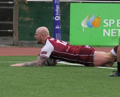 020324 - RGC v Neath - Indigo Group Premiership - Delwyn Jones of RGC gets the try