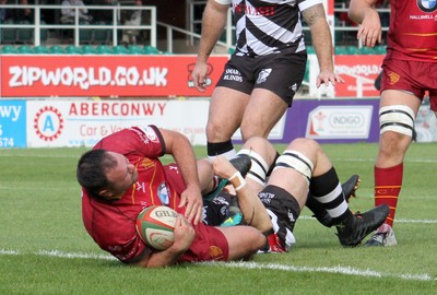 121019 - RGC v Pontypridd - Indigo Group Premiership -   Jordan Scott of RGC scores a try