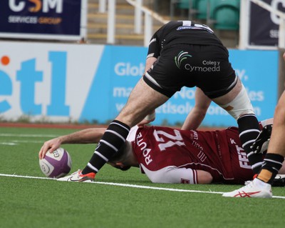 130424 - RGC v Pontypridd - Indigo Group Premiership - Afon Bagshaw of RGC gets the try