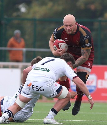181025 - RGC v Swansea - Super Rygbi Cymru (SRC) - Welwyn Jones of RGC is tackled by Ethan Fackrell of Swansea