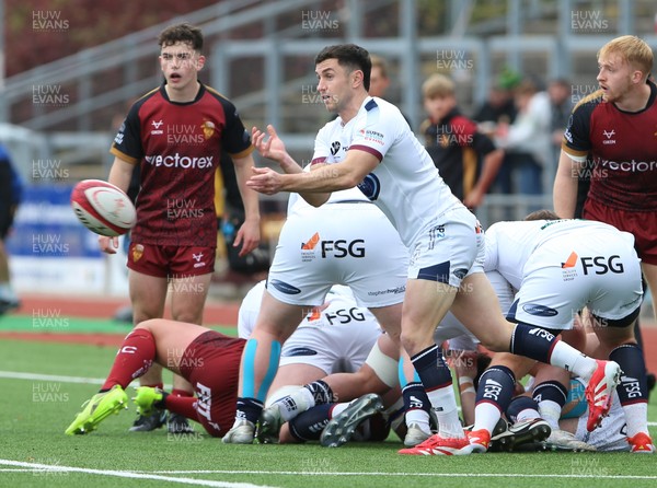 181025 - RGC v Swansea - Super Rygbi Cymru (SRC) - Mathew Aubrey of Swansea passes the ball from the ruck