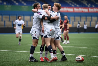 070326 - RGC v Swansea RFC - SRC plate Final -Mat Protheroe of Swansea celebrates scoring a try with team mates