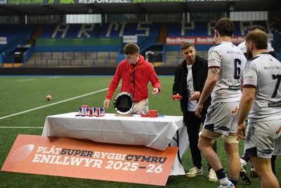070326 - RGC v Swansea RFC - SRC plate Final - Leigh Halfpenny presents the winners medals