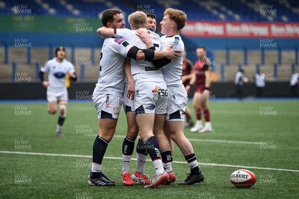 070326 - RGC v Swansea RFC - SRC plate Final -Mat Protheroe of Swansea celebrates scoring a try with team mates