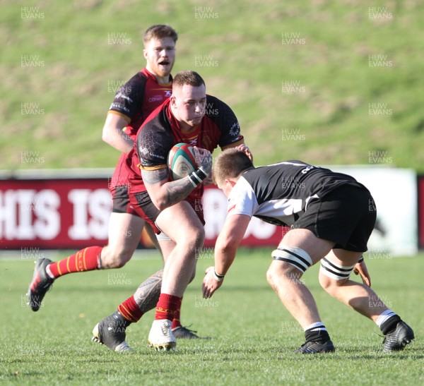 171118 - RGC1404 v Bedwas - Principality Premiership -  Sam Wainwright of RGC is tackled by Sion Parry of Bedwas