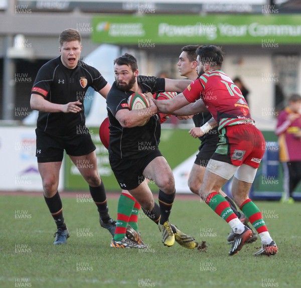 28  01 17 - RGC1404 v Dunvant RFC - National Cup - Afon Bagshaw of RGC is tackled by Aled Lewis of Dunvant RGC