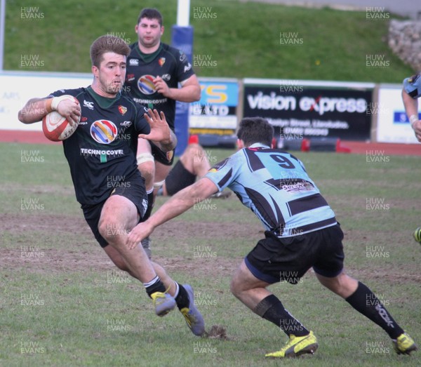 16 04 16 - RGC1404 v LLanharan RFC - SWALEC Championship - Tiaan Loots of RGC fends off Dan Butler of Llanharan RFC