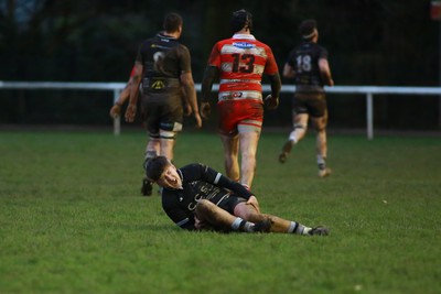 060124 - Rhiwbina v Ynysybwl - Admiral National League 1 East Central - Rhys Williams of Rhiwbina is injured late in the game 