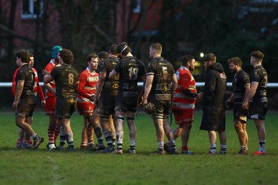 060124 - Rhiwbina v Ynysybwl - Admiral National League 1 East Central - Players of Rhiwbina and Ynysybwl shake hands at the end of the game