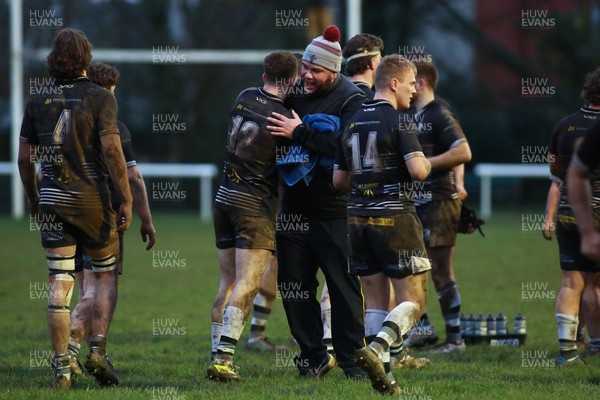 060124 - Rhiwbina v Ynysybwl - Admiral National League 1 East Central - Coaching staff and players of Rhiwbina celebrate at the end of the game