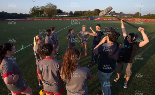 080915 - Rhod Gilbert filming with Wales Women's squad at the Vale