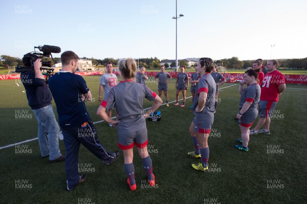 080915 - Rhod Gilbert filming with Wales Women's squad at the Vale