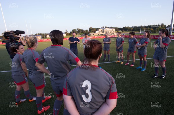 080915 - Rhod Gilbert filming with Wales Women's squad at the Vale