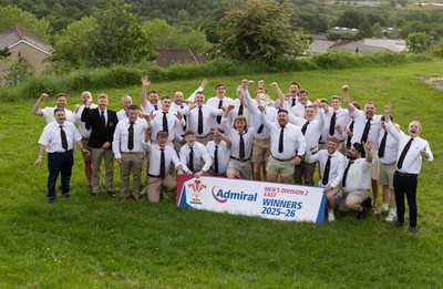 300526 - Rhymney RFC, Admiral National League 2 East Trophy Presentation - Rhymney RFC celebrate with the league trophy after winning Admiral National League 2 East