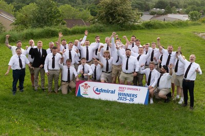 300526 - Rhymney RFC, Admiral National League 2 East Trophy Presentation - Rhymney RFC celebrate with the league trophy after winning Admiral National League 2 East
