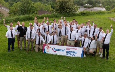 300526 - Rhymney RFC, Admiral National League 2 East Trophy Presentation - Rhymney RFC celebrate with the league trophy after winning Admiral National League 2 East