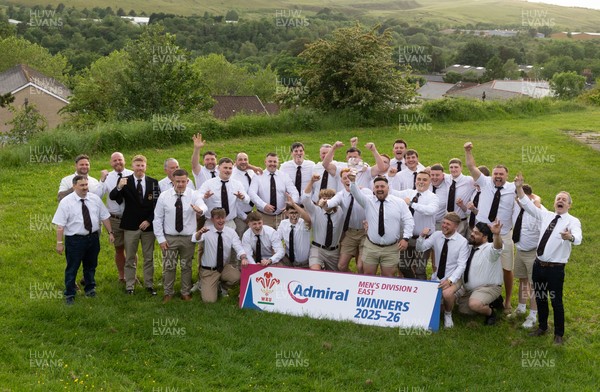 300526 - Rhymney RFC, Admiral National League 2 East Trophy Presentation - Rhymney RFC celebrate with the league trophy after winning Admiral National League 2 East