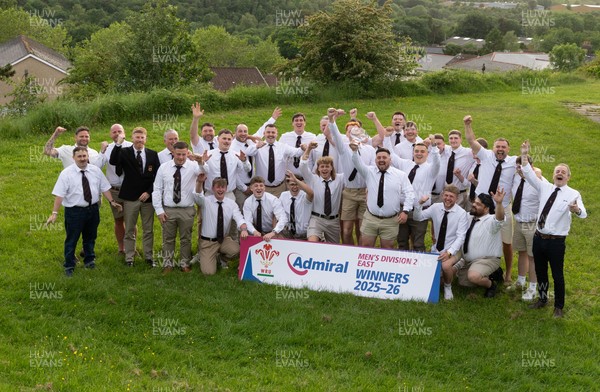 300526 - Rhymney RFC, Admiral National League 2 East Trophy Presentation - Rhymney RFC celebrate with the league trophy after winning Admiral National League 2 East