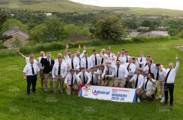 300526 - Rhymney RFC, Admiral National League 2 East Trophy Presentation - Rhymney RFC celebrate with the league trophy after winning Admiral National League 2 East