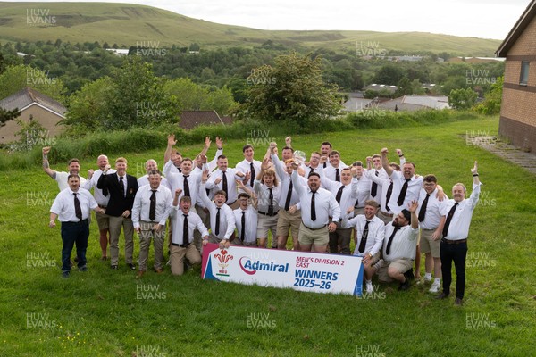 300526 - Rhymney RFC, Admiral National League 2 East Trophy Presentation - Rhymney RFC celebrate with the league trophy after winning Admiral National League 2 East