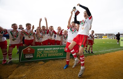 280426 - Rhymney v Mynydd Mawr, DC Thomas Plate Final - Rhymney celebrate after winning the DC Thomas Plate Final