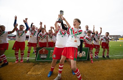 280426 - Rhymney v Mynydd Mawr, DC Thomas Plate Final - Rhymney celebrate after winning the DC Thomas Plate Final