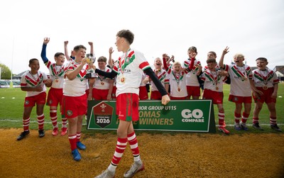 280426 - Rhymney v Mynydd Mawr, DC Thomas Plate Final - Rhymney celebrate after winning the DC Thomas Plate Final