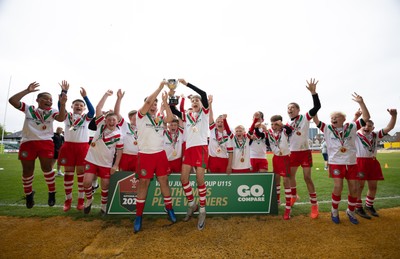 280426 - Rhymney v Mynydd Mawr, DC Thomas Plate Final - Rhymney celebrate after winning the DC Thomas Plate Final